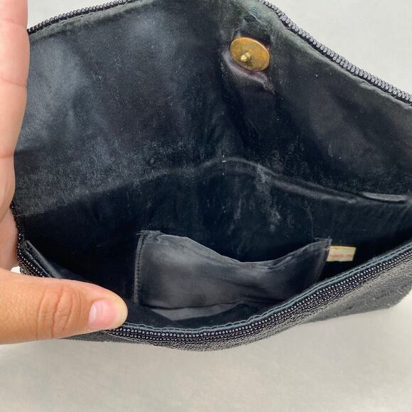 Beaded Clutch Wallet Black Made in Hong Kong FLAW - Picture 6 of 6